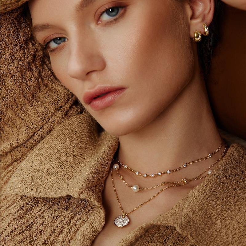 Ania Haie Elegant Gold Multi-Station Round Stone Chain Necklace