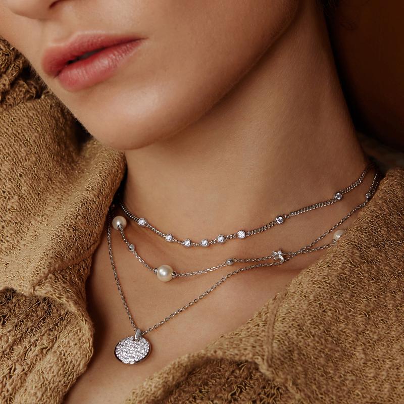 Ania Haie Elegant Silver Multi-Station Round Stone Chain Necklace