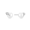 Ania Haie Elegant Silver Pearl Claw Stud Earrings