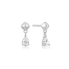 Ania Haie Elegant Silver Pyramid Dangle Stud Earrings