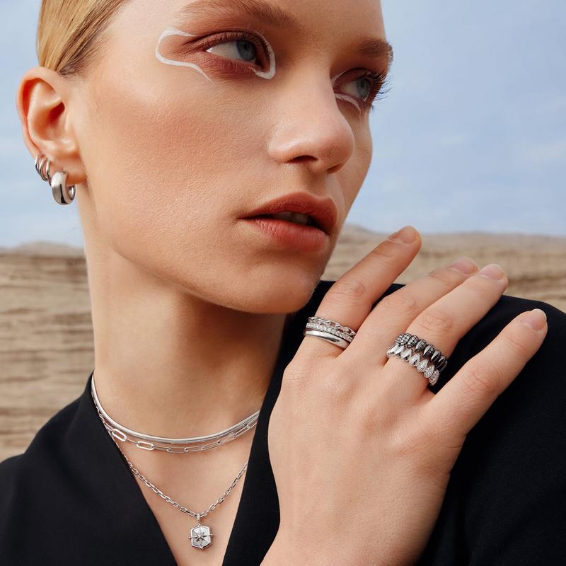 Ania Haie Elegant Sterling Silver Paper Clip Link Ring