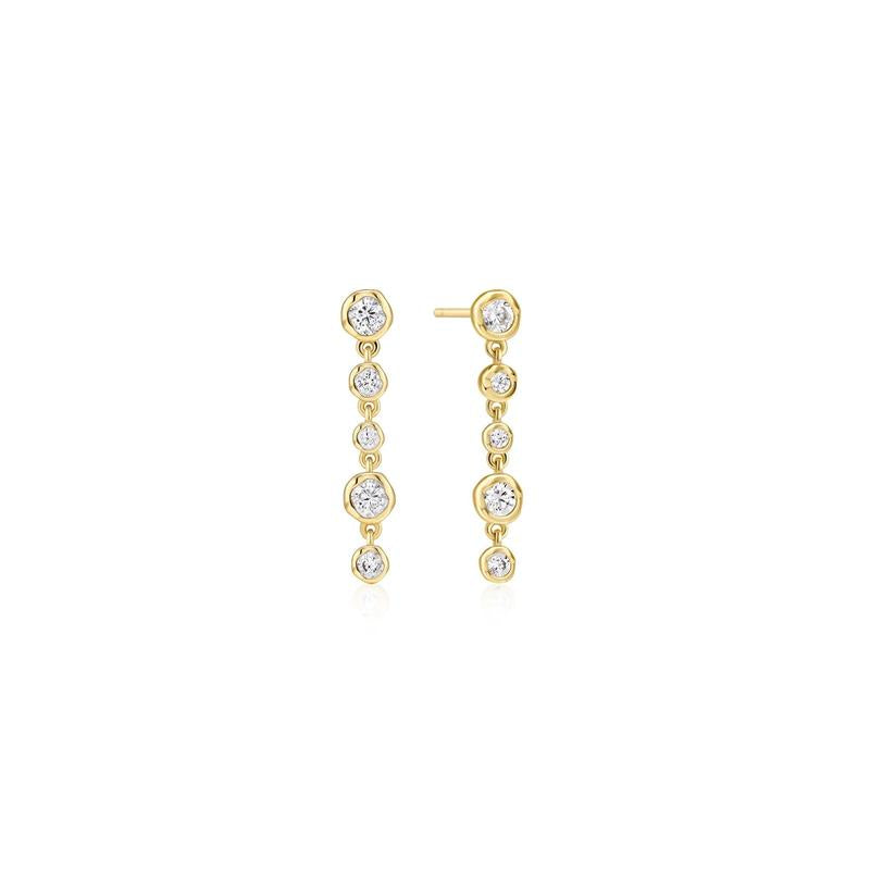 Ania Haie Gold Molten Cascade Bezel-Set Drop Stud Earrings