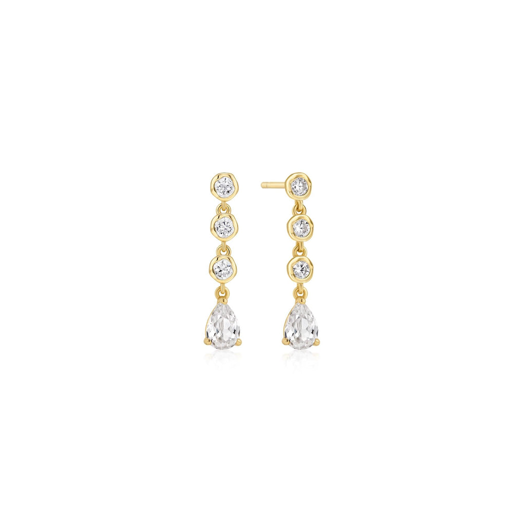 Ania Haie Gold Molten Cascade Bezel-Set Teardrop Stud Earrings