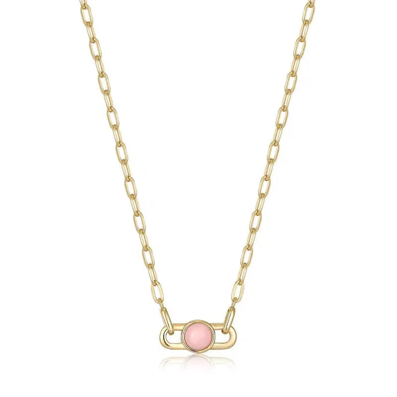Ania Haie Gold Orb Rose Quartz Link Necklace