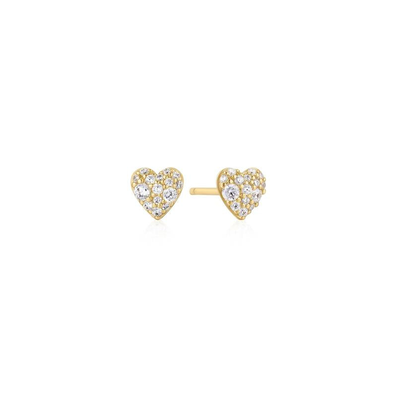 Ania Haie Gold Pave Heart Stud Earrings