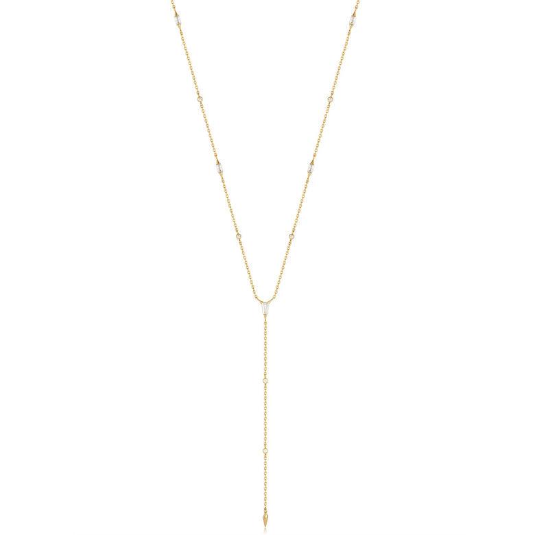 Ania Haie Gold Sparkle Point Y Necklace