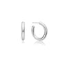 Ania Haie Silver Classic Tube Medium Huggie Hoop Earrings