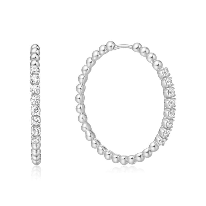 Ania Haie Silver Large Claw Sphere Beaded Hoop Earrings