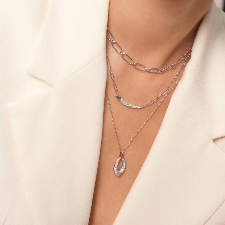 Ania Haie Silver Pave Arrow Pendant Necklace