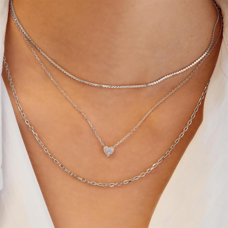 Ania Haie Silver Pavé Heart Necklace with Cubic Zirconia