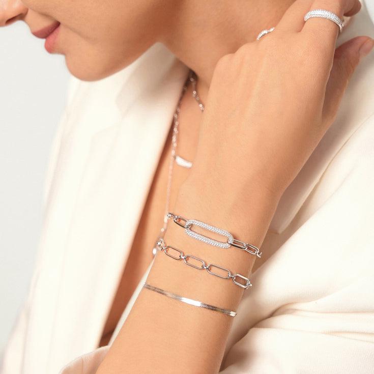 Ania Haie Silver Pave Link Bracelet