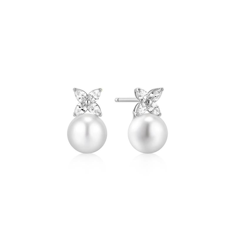 Ania Haie Silver Pearl Earrings with Cubic Zirconia