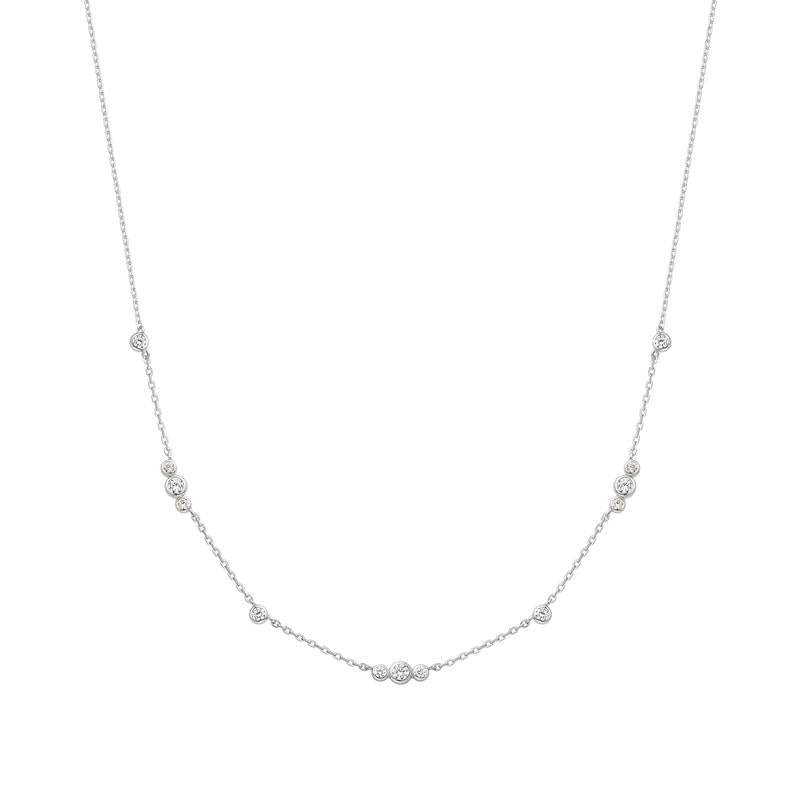 Ania Haie Silver Sparkling Bezel Cubic Zirconia Station Necklace