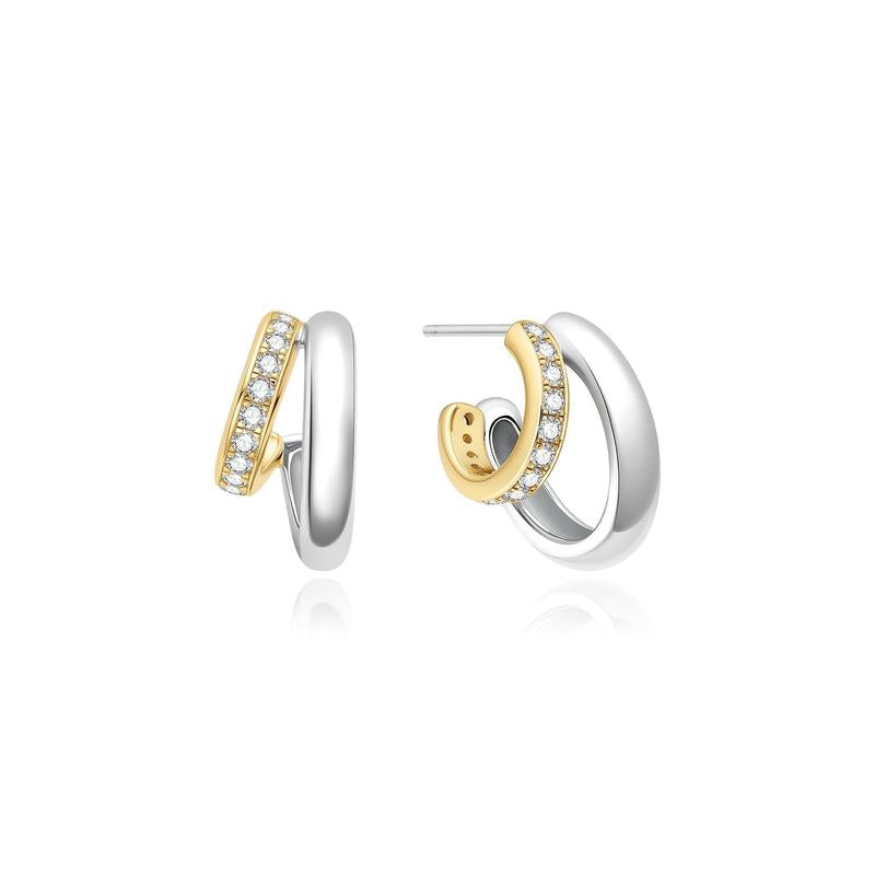 Ania Haie Two-Tone Sparkling Stud Hoop Earrings