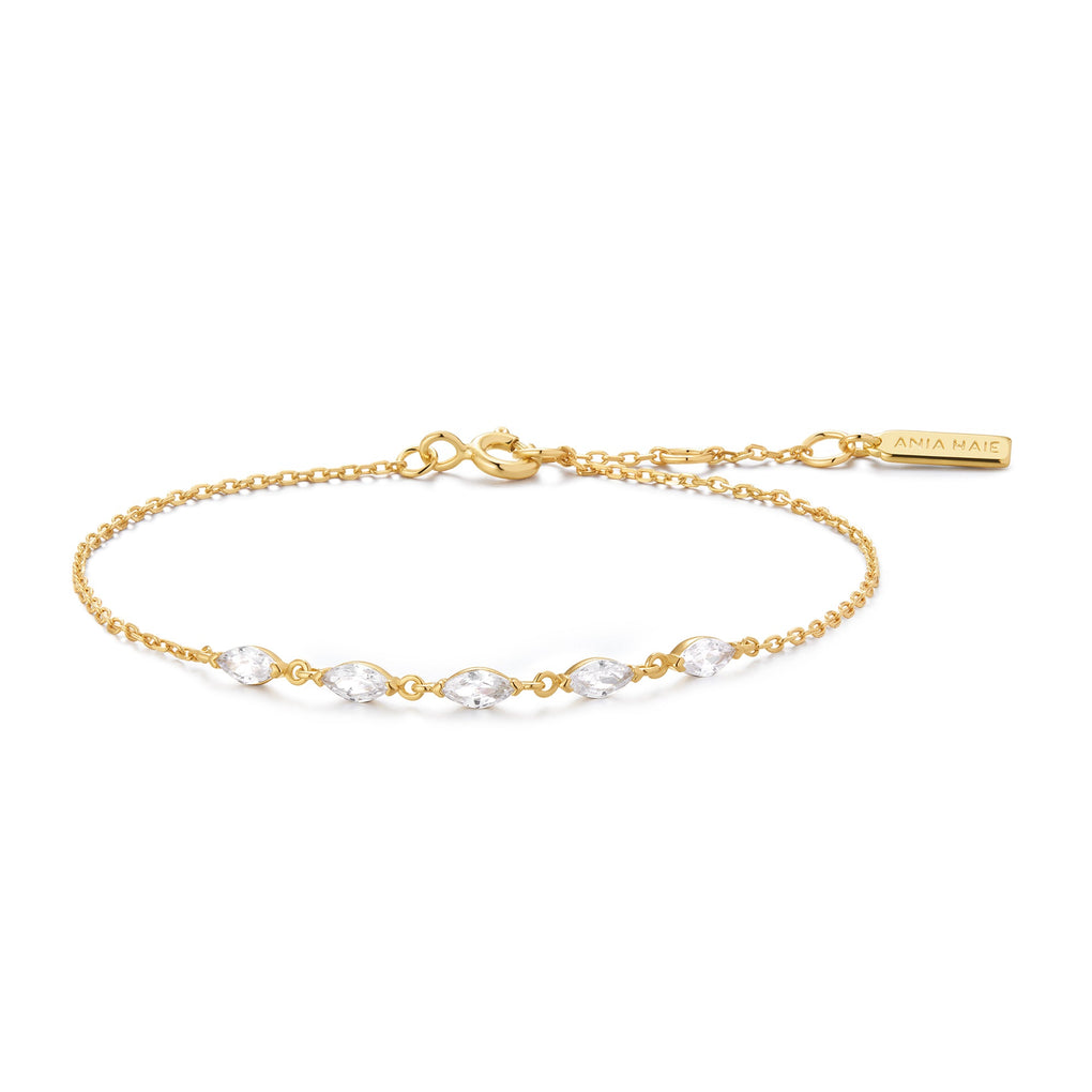 Ania Haie Yellow Gold Bracelet with White Cubic Zirconia Stones