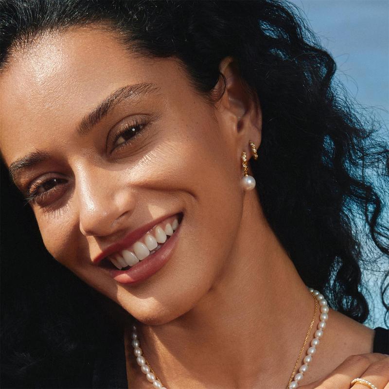 Ania Haie Yellow Gold Cubic Zirconia Hoop Earrings